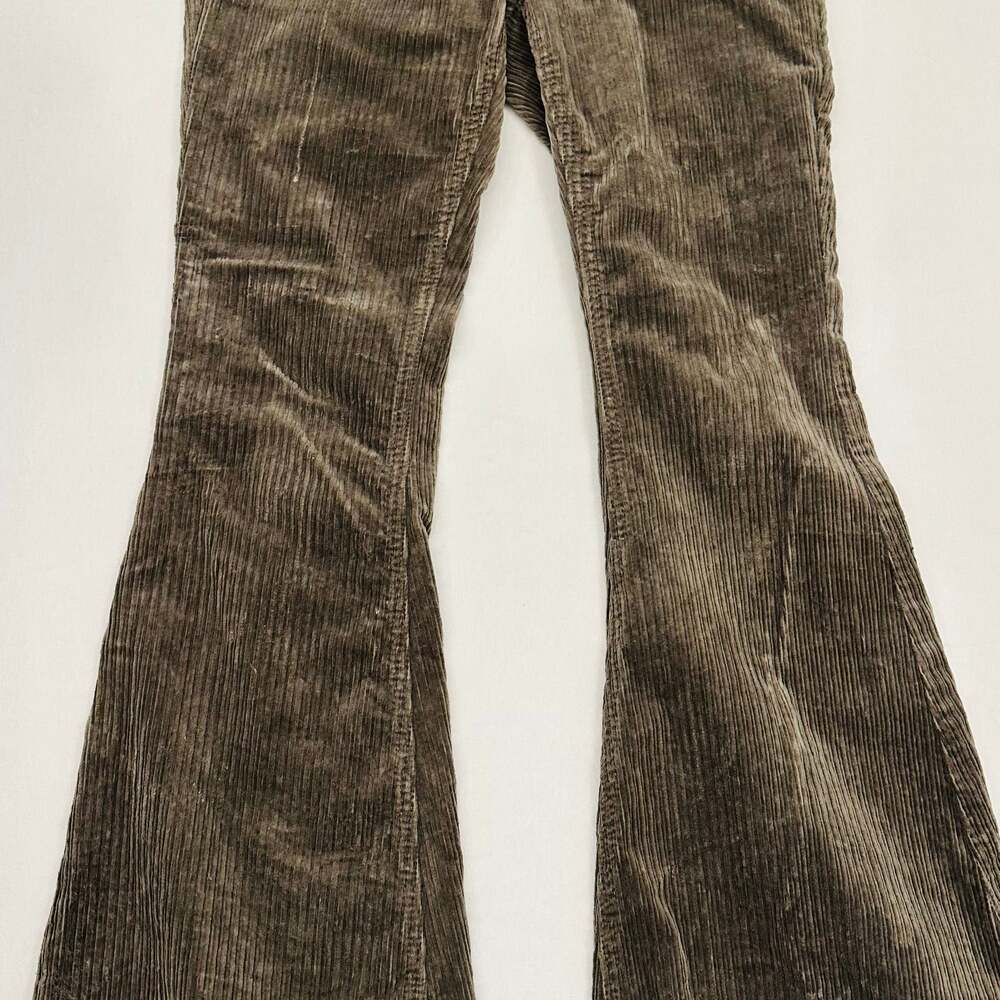 Vintage Brown Flare Corduroy Pants — High-Wasted Bell Bottoms, Boho Style